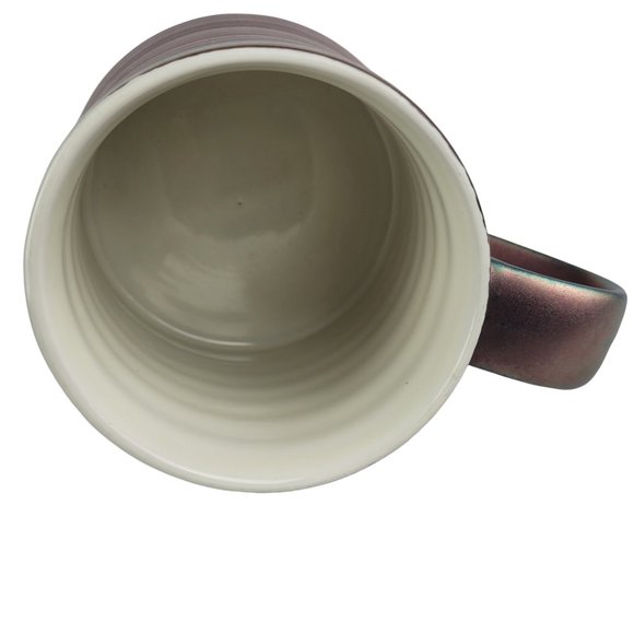 La Rochelle Metallic Rose Teal Love Ribbed Mug Coffee Cup Ceramic 4"H X 3.5"W - Picture 2 of 10